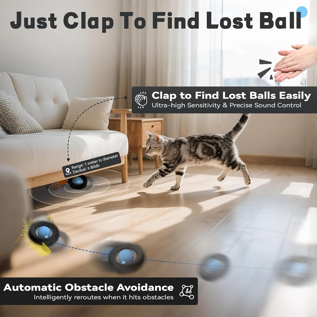 Interactive Cat Toy for Indoor Cats, Motion Activated Ball &7-Hole Maze Mat