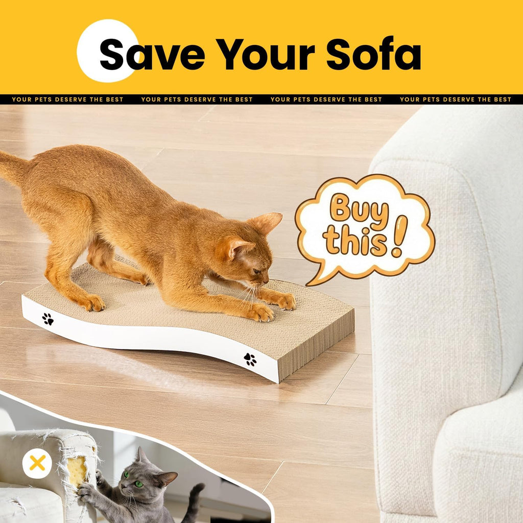 Cat Scratcher, Durable Scratch Pad, Corrugated Cardboard Scratching Board for Indoor Cats, Heavy Duty, Double-Sided Usability, Recyclable, with Catnip, Medium, 1 Pack