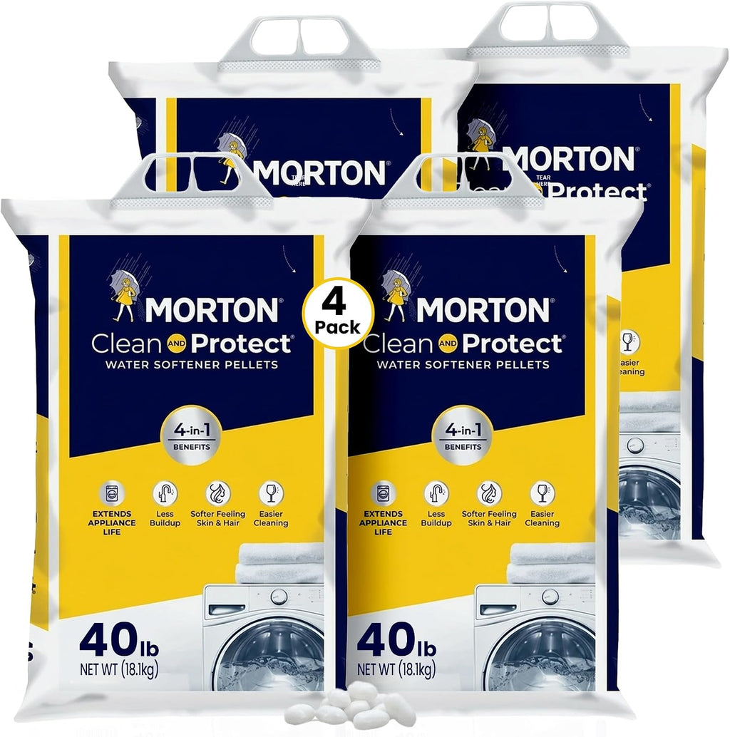 Morton Water Softener Salt Pellets, 40 lb Bags (4 Pack)