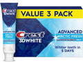 Crest 3D White Advanced Teeth Whitening Toothpaste, Arctic Fresh, 3.3 oz, Pack of 3 (Packaging May Vary)