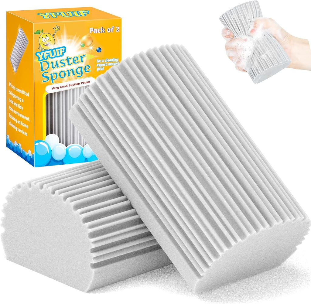 2/4/6/8-Pack Damp Clean Duster Sponge, Magic Sponge Eraser Baseboard Cleaner Tool, Dusters for Cleaning Blinds, Glass, Vents, Railings, Mirrors,Window Track Grooves and Faucets