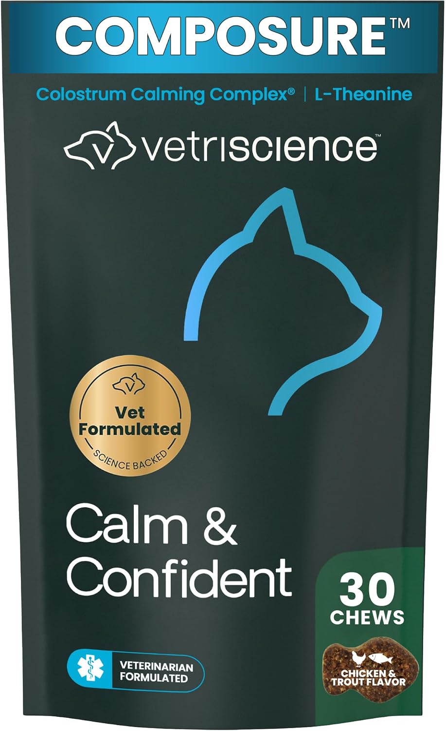 VetriScience Calm & Confident Chews for Cats, Chicken, 30 Count