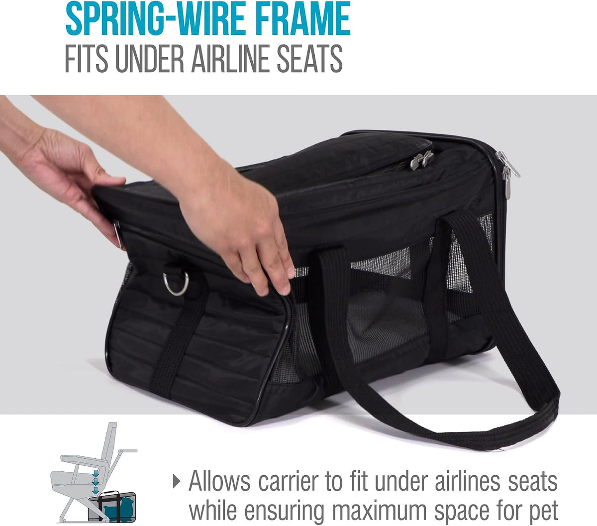 Sherpa Original Deluxe Travel Pet Carrier, Airline Approved - Black, Large