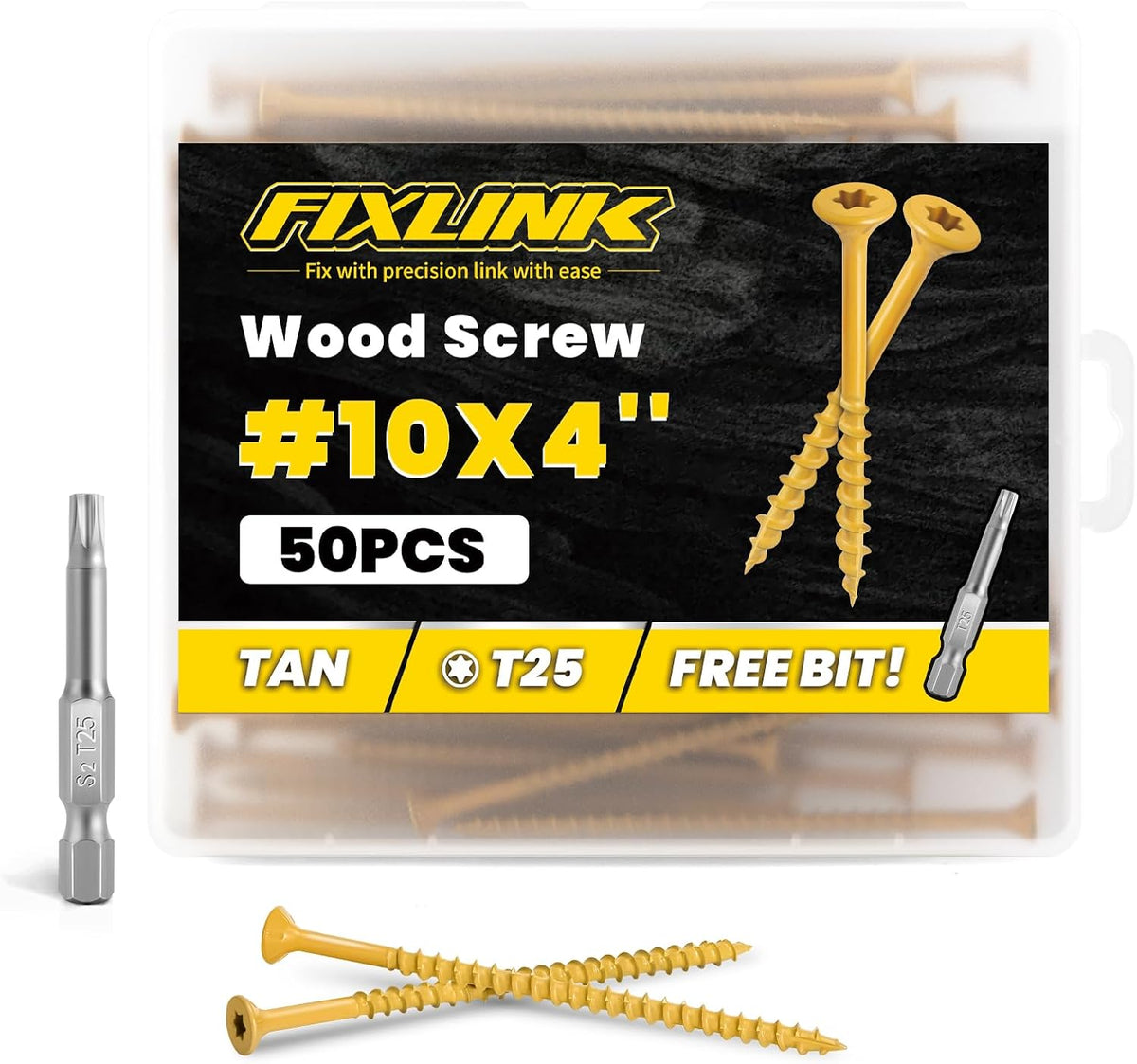 Deck Screws 3 Inch, 310PCS, FIXLINK #10 x 3 Wood Screws, Tan