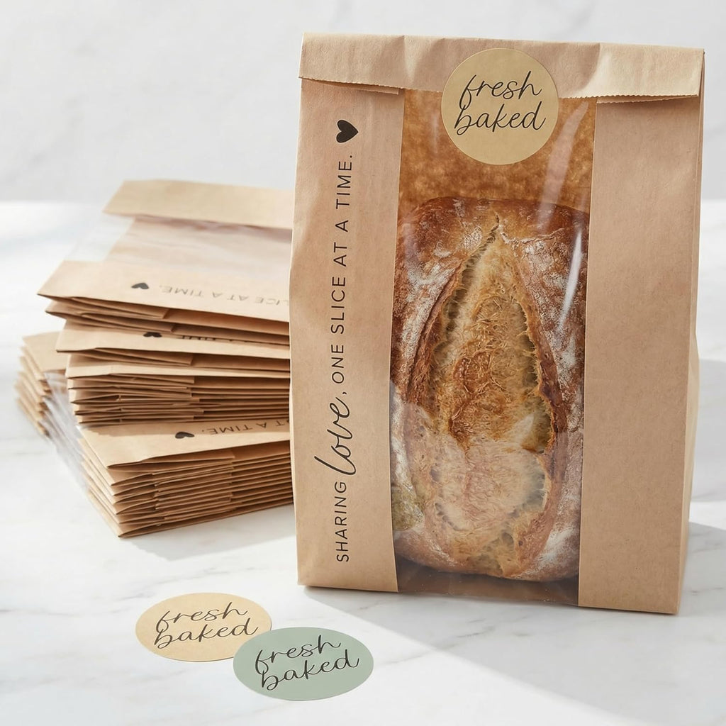 Beautiful Bread Bags for Homemade Bread - Clear Window Bakery Paper Bags