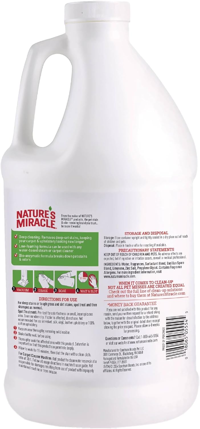 Nature's Miracle Carpet Shampoo Pet Stain & Odor Remover, 64 oz