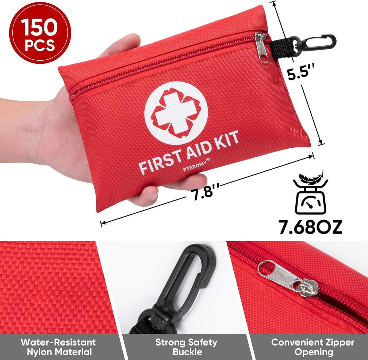 PTEROMY 150 Pcs Mini Travel First Aid Kit for Travel, Car, Home, Camping