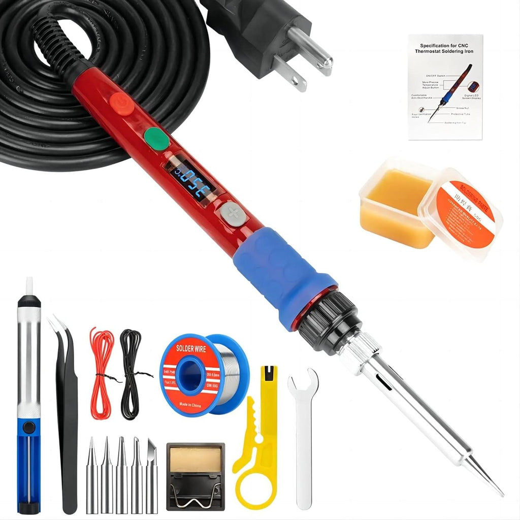 Soldering Iron Kit, 60W Soldering Iron with 5pc Interchangeable Tips, 10-in-1 Adjustable Temperature Solder Welding Tools, Fast Heating, Electronic Repair, 110V