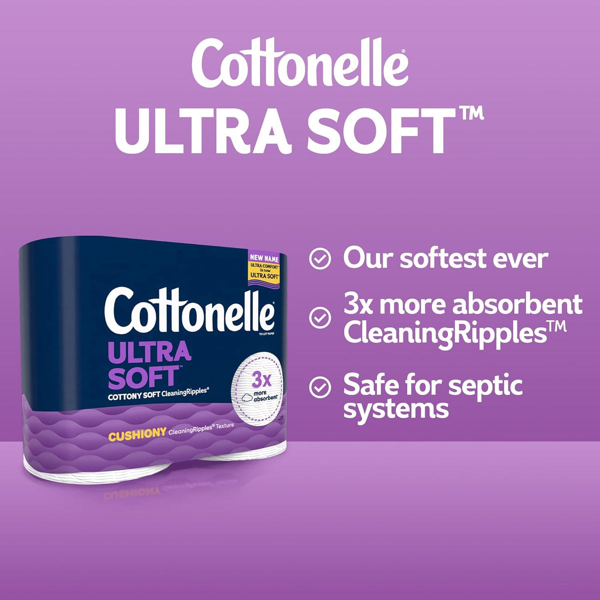 Cottonelle Ultra Soft Toilet Paper, 24 Family Mega Rolls=108 Regular Rolls