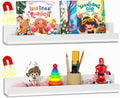 FUCDTEFC 2 Pcs Magnetic Book Shelf for Whiteboard, Strong Adsorption Reusable Metal Bookshelf Book Display Holder for Teacher Kids Classroom Refrigerator Office White