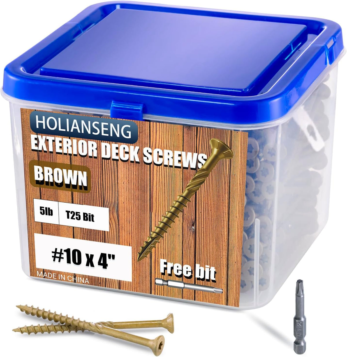 Deck Screws 3 Inch, #10 x 3'', Rust Resistant, Brown Epoxy Coated, Outdoor Screws, Torx/Star Drive, T25 Bit,5lb