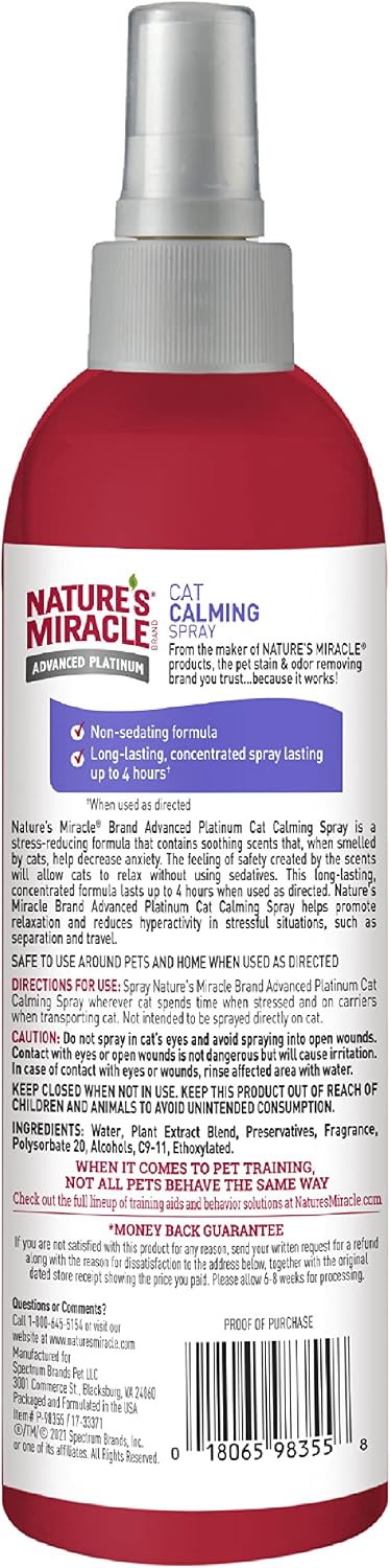 Nature's Miracle Cat Calming Spray, Stress-Reducing Formula, 8 oz