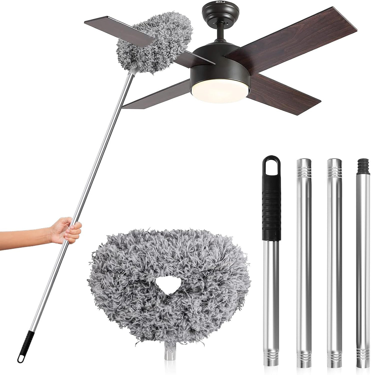 DRQ Ceiling Fan Cleaner Duster with 13-48 in Extension Pole, Blue