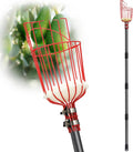 DonSail Fruit Picker Pole Tool with Basket Long Handle, 35-65 Inch Adjustable Apple Orange Picker Pole Tool with Basket for Avocado Acorn Lemon Pear Mango Tree Picker