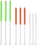 9PCS Reusable Long Colored Straw Cleaner Brush Set 12" Bendable