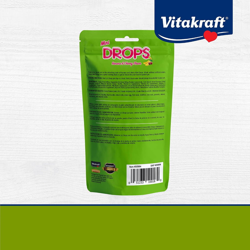 Vitakraft Mini Drops Dwarf Hamster/Rat/Mouse Treat Cherry-Banana 2.5 oz