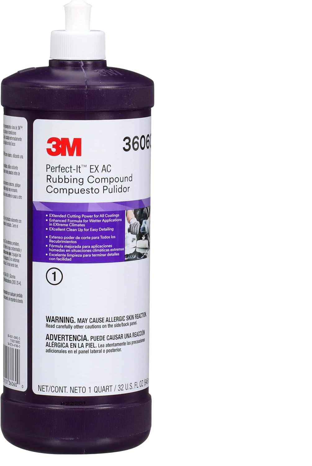 Perfect-It Perfect-It EX AC Rubbing Compound, 36060, Fast Cutting, High Performing, 1 qt (32 fl oz)