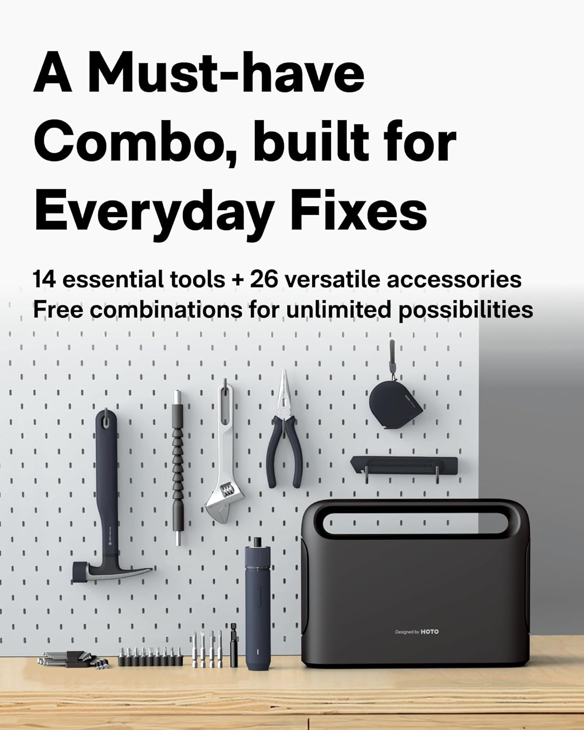HOTO 40-Piece Tool Kit for Dorm, Household Essentials Tool Set