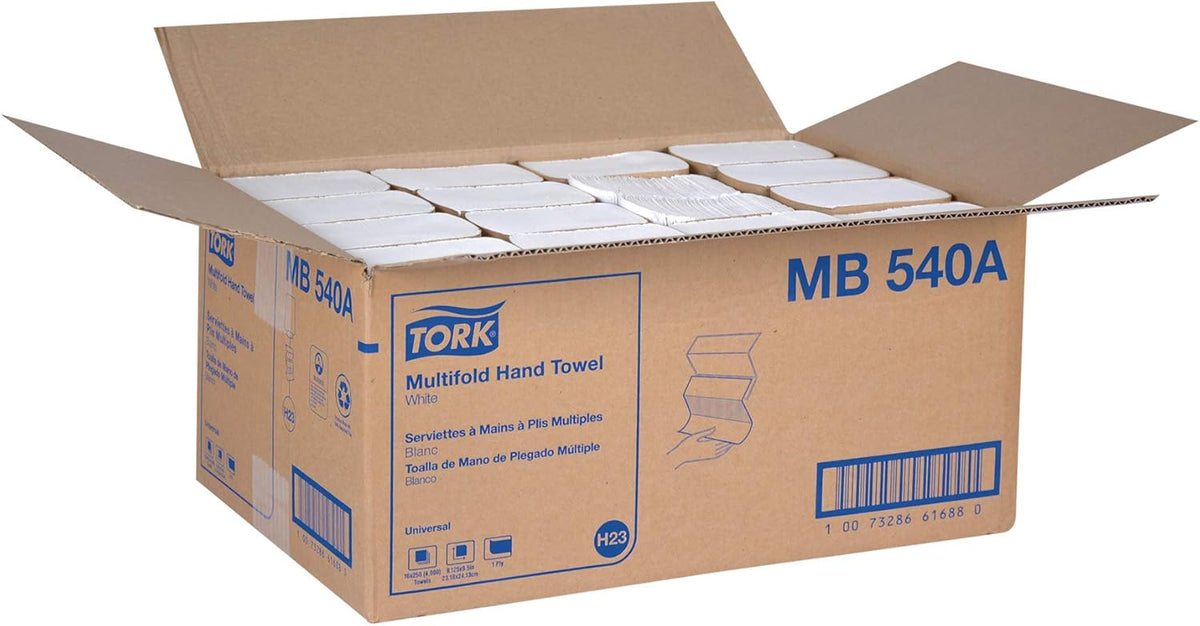 Tork Multifold Hand Towel White H2, 16 x 250 Towels, MB540A