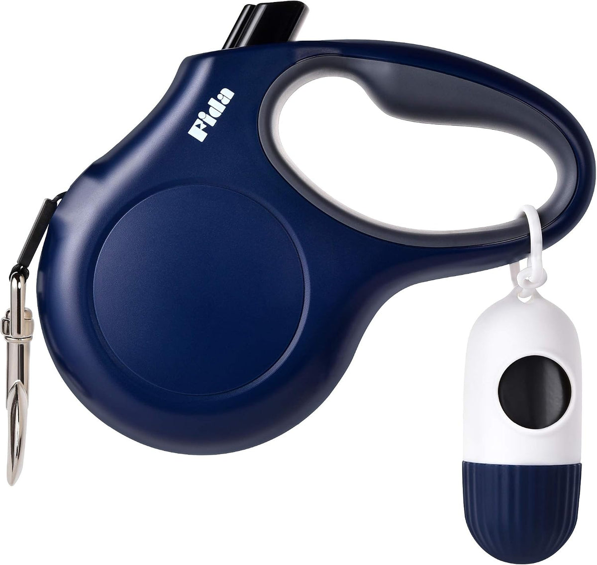 Fida Retractable Dog Leash with Dispenser and Poop Bags, 16ft, White & Pink
