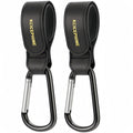 2 Pack Stroller Hooks, Stroller Straps for Diaper Bags,Adjustable Stroller Carabiner Clip,Baby Stroller Accessories for nuna,Uppababy,Bob,Hook for Bike,Scooter,Wheelchair,Walker Accessories（Black）
