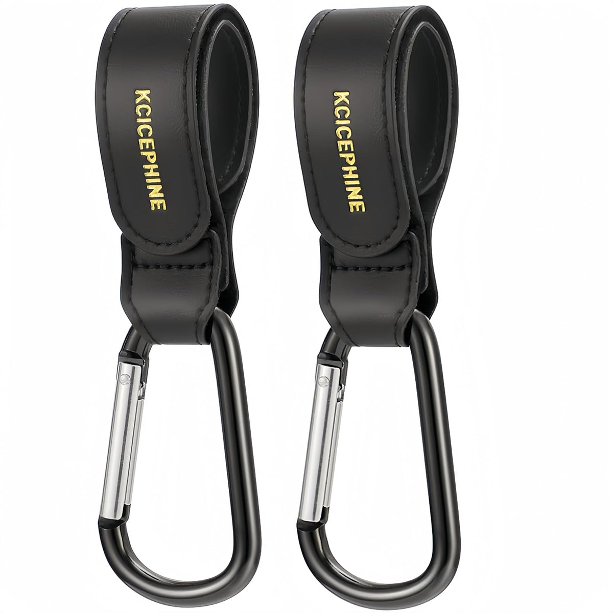 2 Pack Stroller Hooks, Stroller Straps for Diaper Bags,Adjustable Stroller Carabiner Clip,Baby Stroller Accessories for nuna,Uppababy,Bob,Hook for Bike,Scooter,Wheelchair,Walker Accessories（Black）