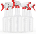 Veco Spray Bottle (5 Pack,16 Oz) with Measurements and Adjustable Nozzle(Mist & Stream Mode), HDPE Plastic Spray Bottles for Cleaning Solution, Household/Commercial/Industrial Use, No Leak and Clog