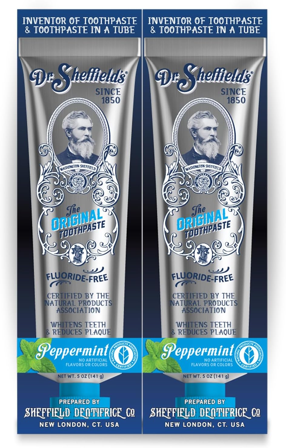 Dr. Sheffield's Fluoride Free, No SLS Toothpaste, Peppermint, 2-Pack