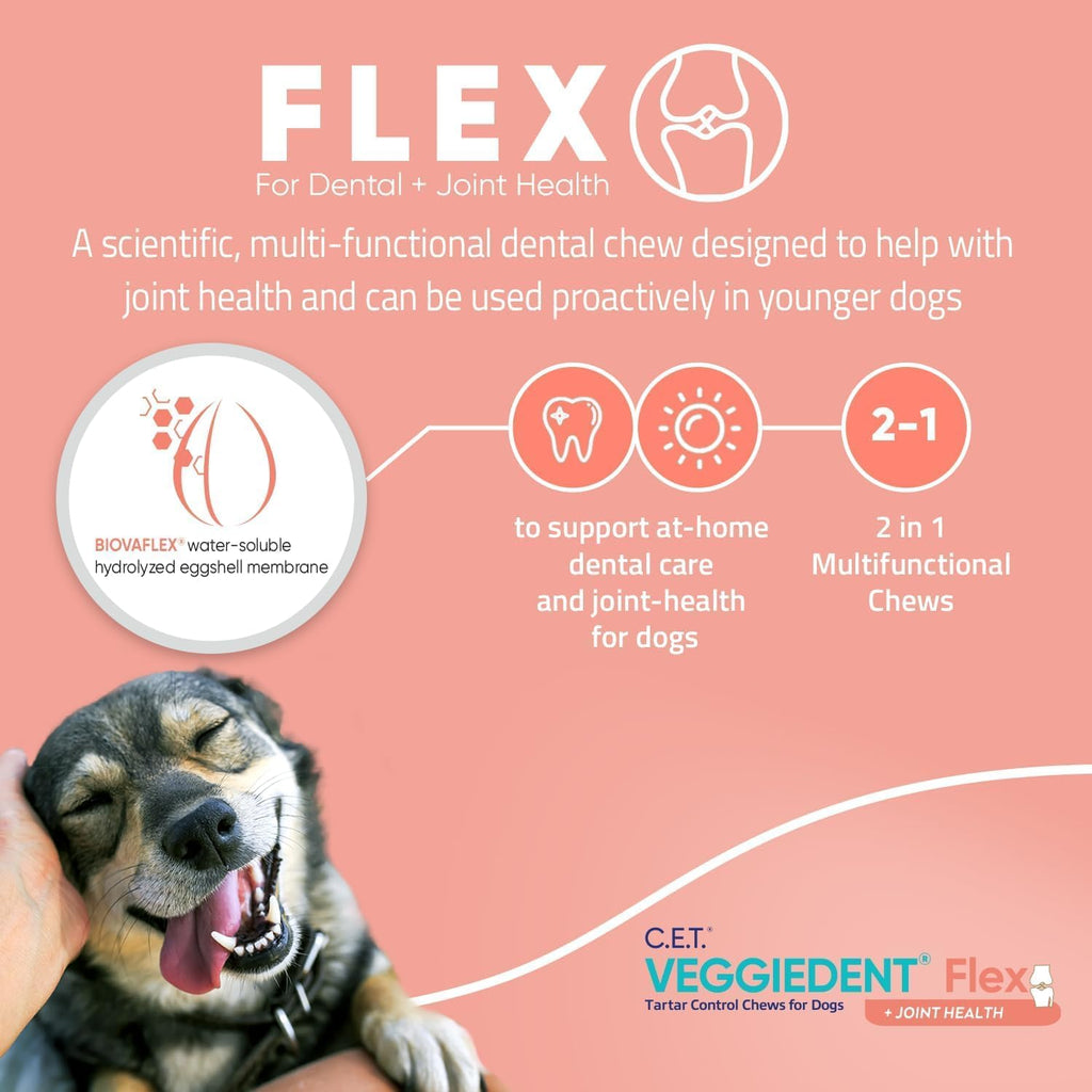 C.E.T. Veggiedent Fr3sh & Flex Plaque and Tartar Control Chew for Dogs, M
