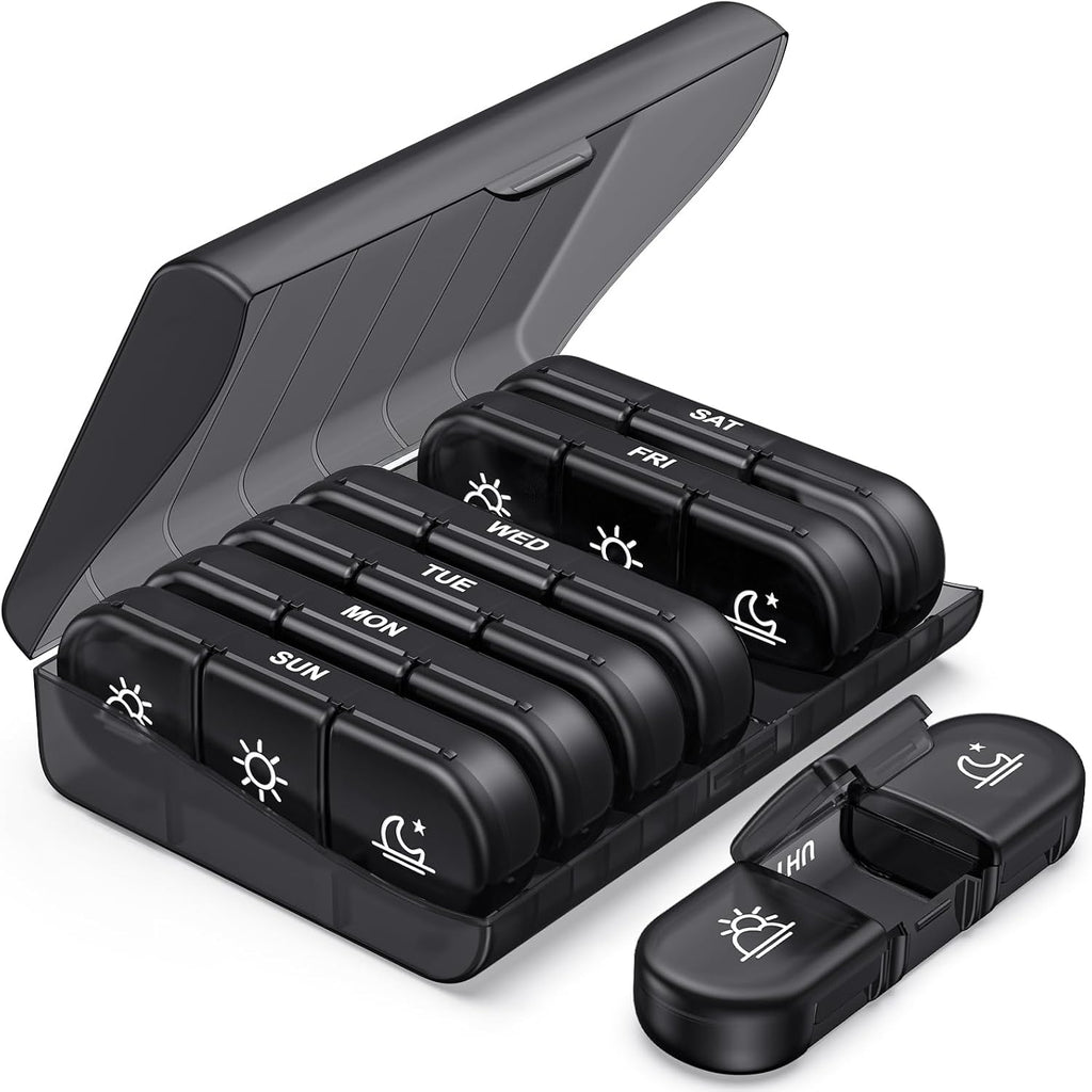 PULIV Weekly Pill Organizer 3 Times a Day, Light-Proof Pill Case for Pills