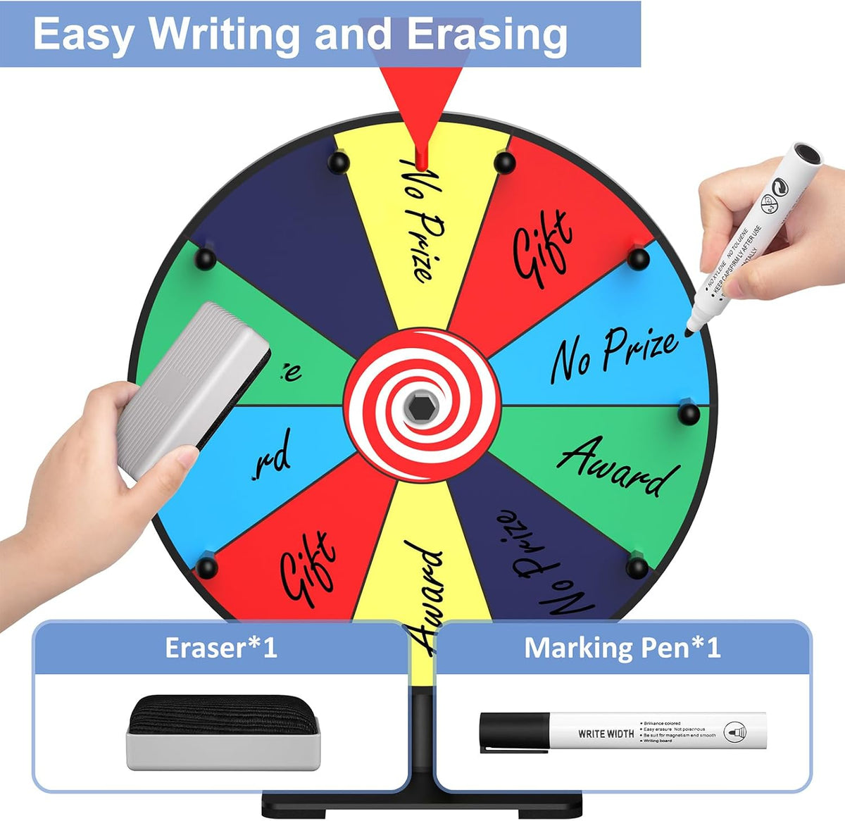 Facilife Spinning Wheel - 12 Inch Color Prize Wheel with Stand, Table Spinner for Trade Shows, Carnivals & Home Games