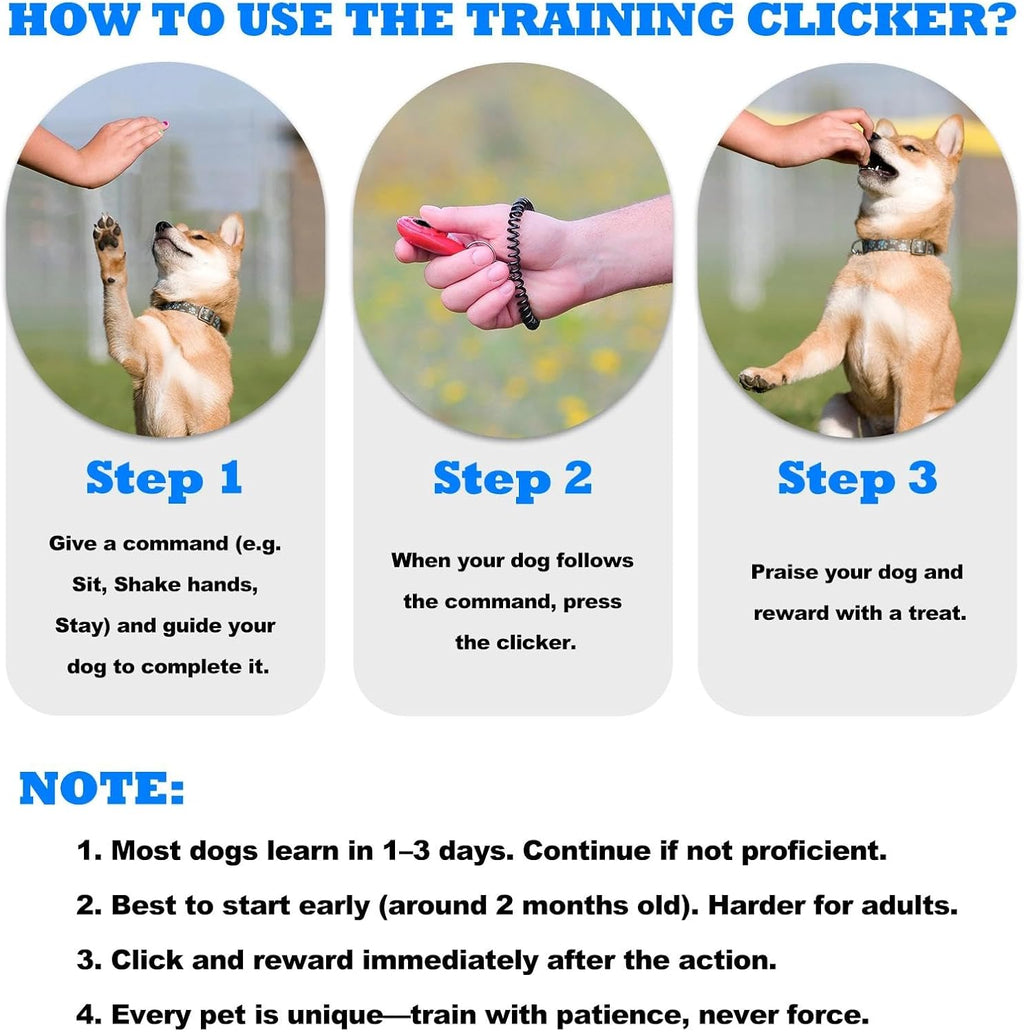 ABSONE Dog Clicker for Training with Wrist Strap, Dog Clicker Trainer Tools | Training Clicker for Puppy, Cat, Potty, Bird, Horse, Pet, Behavior Aids, 2 Pack Black and Green