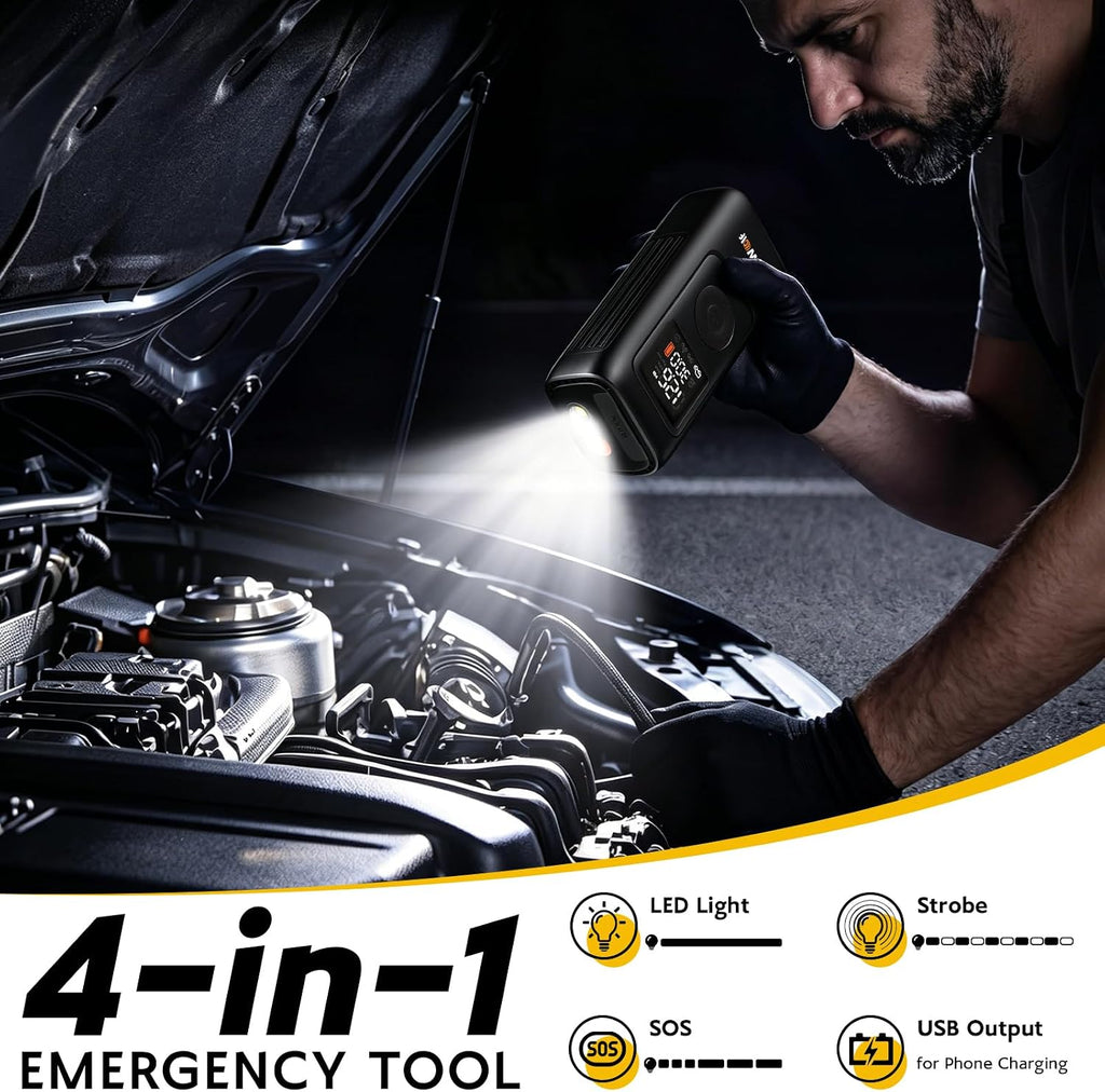 Smart Tire Inflator, Auto Shut-Off at Target PSI, Portable Air Compressor