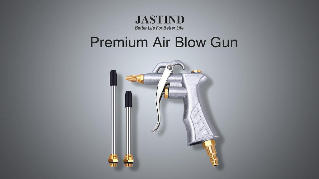 JASTIND Industrial Air Blow Gun with Brass Adjustable Air Flow Nozzle Kit