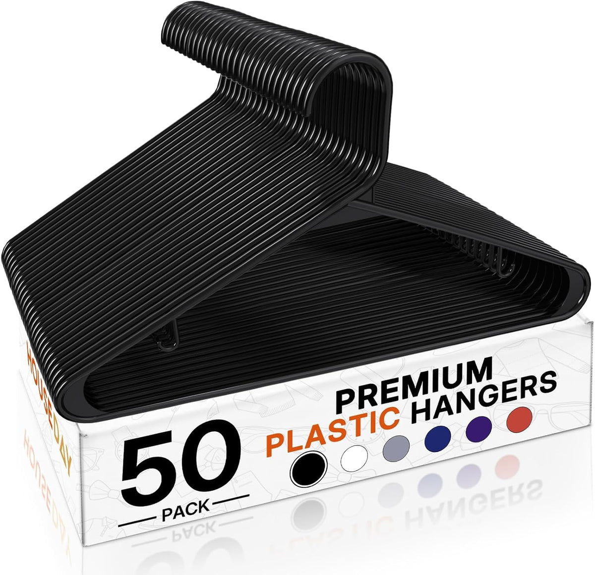 HOUSE DAY White Plastic Hangers 50 Pack, Slim Space-Saving Clothes Hangers