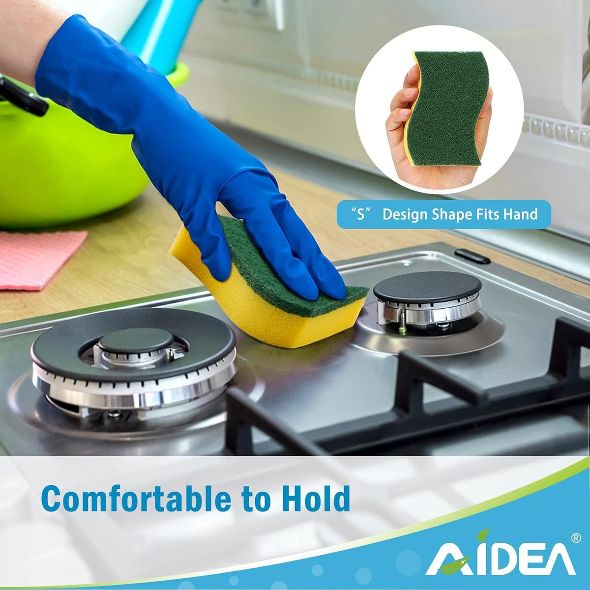 AIDEA Sponges Kitchen, 24-PK Heavy Duty Dish Sponges Kitchen, Scrub Sponges