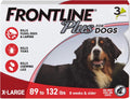 FRONTLINE Plus Flea & Tick Spot Treatment for X-Large Breed Dogs 89-132 lbs. (Red) Count of 3