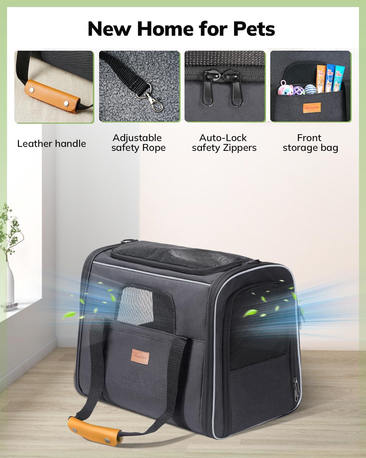 Morpilot Cat Carrier Soft for Large Medium Cats and Puppy up to 20lbs