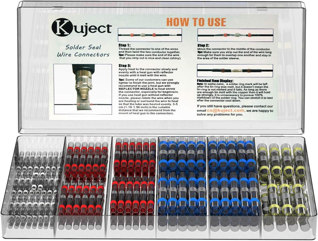 Kuject Heat Shrink Solder Seal Wire Connectors Kit 200PCS