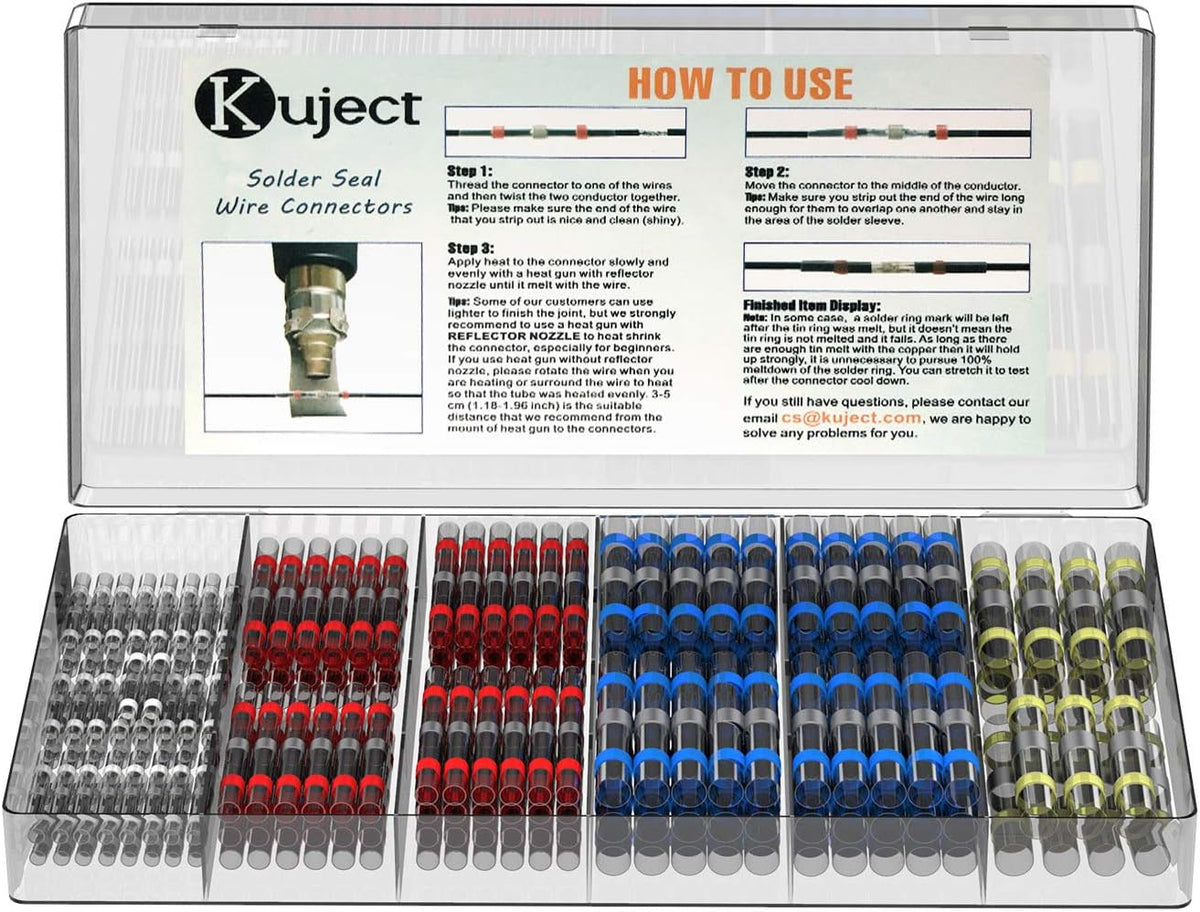 Kuject Heat Shrink Solder Seal Wire Connectors Kit 200PCS
