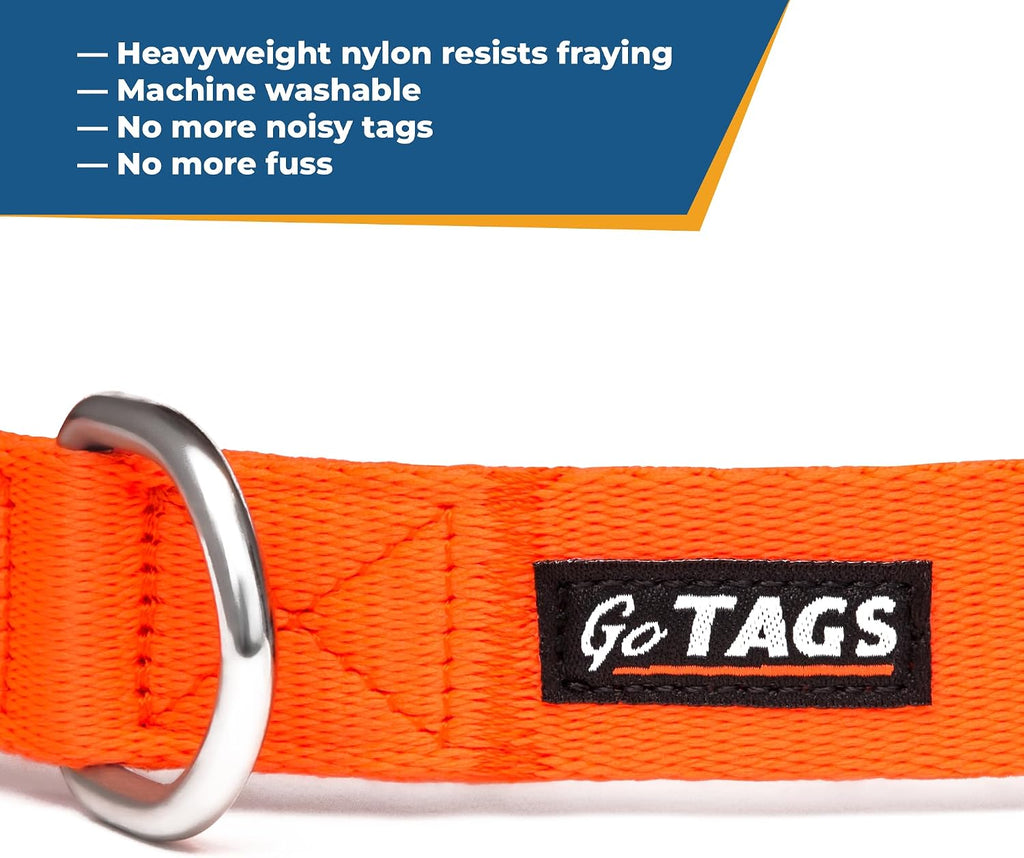 GoTags Personalized Dog Collar, Custom Embroidered with Pet Name and Number