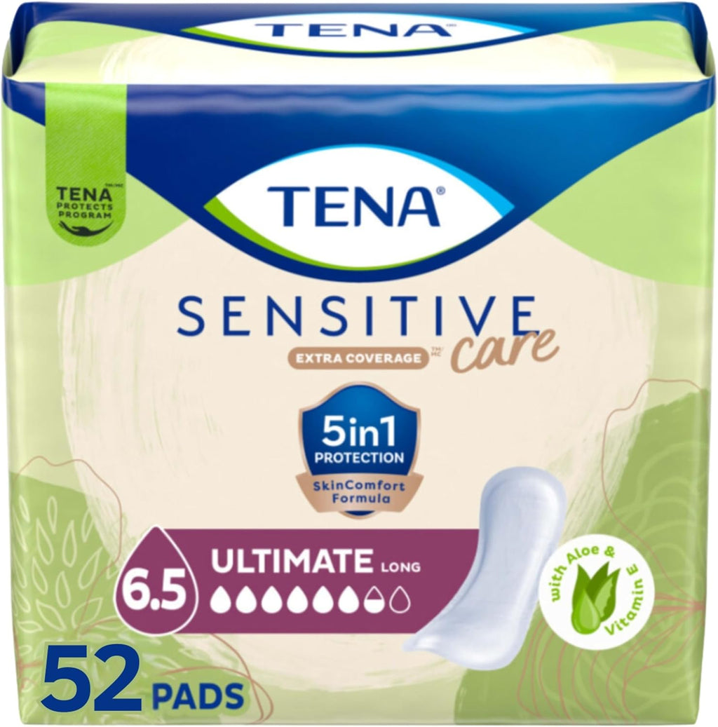 Tena Sensitive Care Ultimate Incontinence Pads for Women, Long, 52 ct