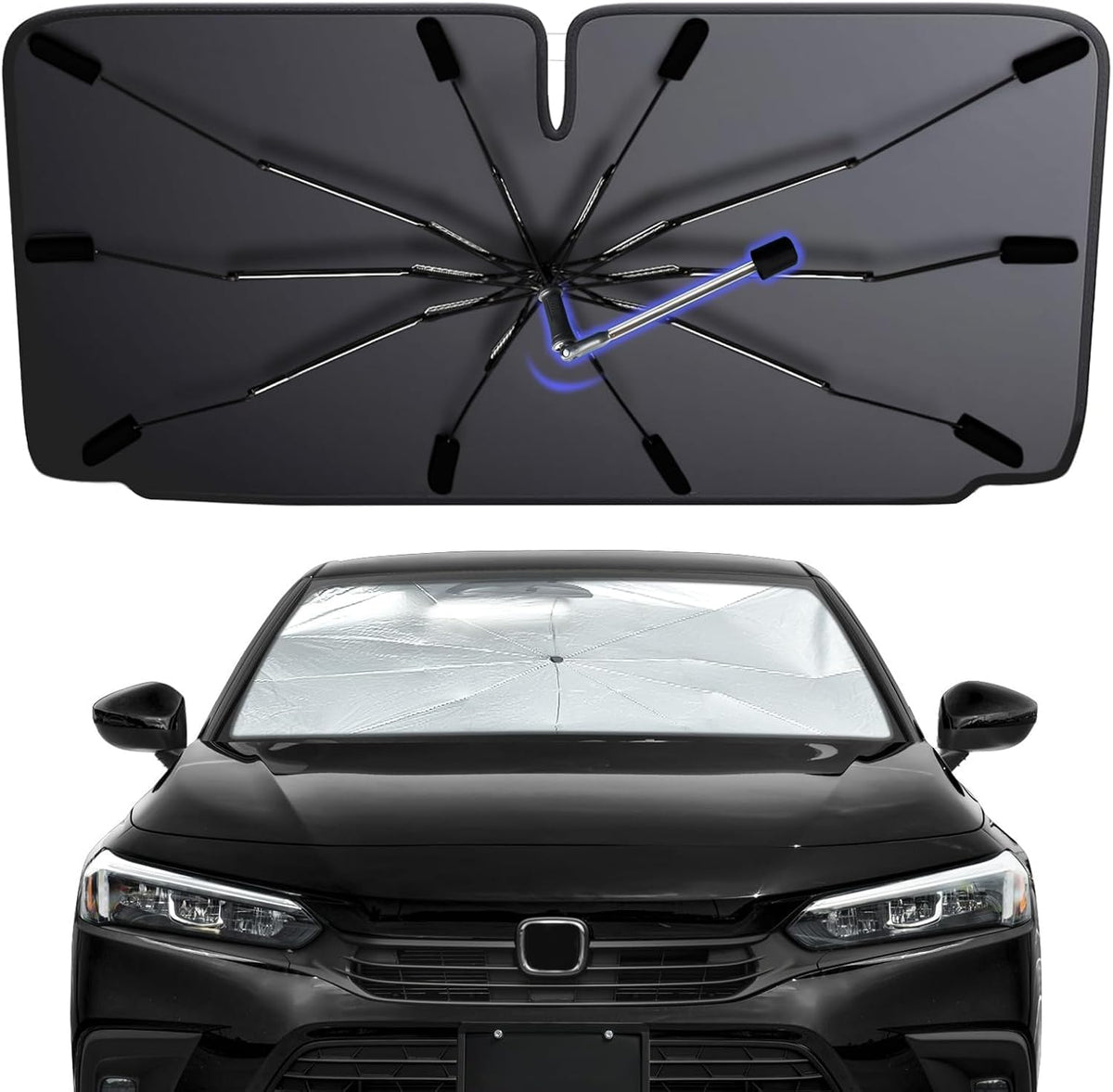 2026 Windshield Sun Shade Umbrella, Foldable Car Sunshade, 99% UV Block