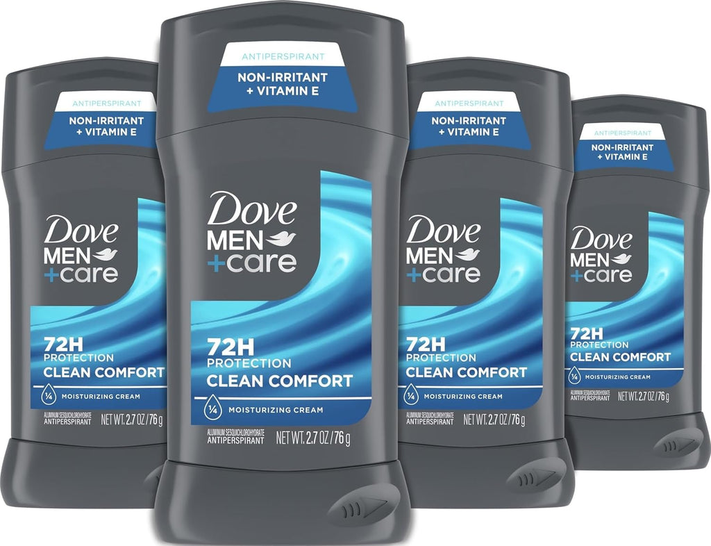 Dove Men Antiperspirant Stick Clean Comfort Sweat & 4 Count 2.7 oz