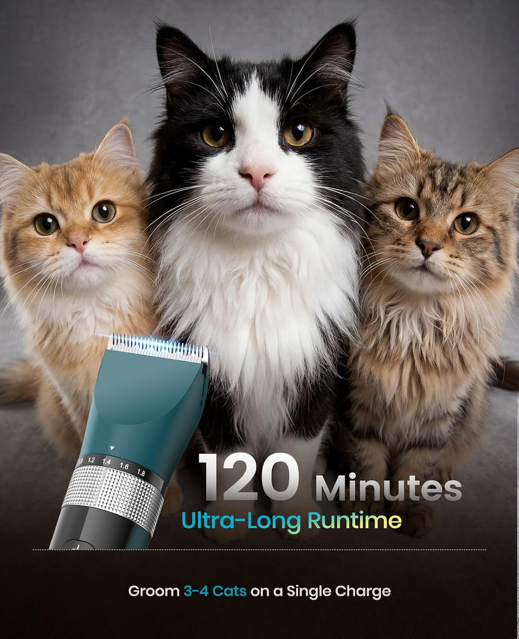 oneisall Cat Clippers for Matted Hair, 5-Speed Quiet Cat Grooming kit