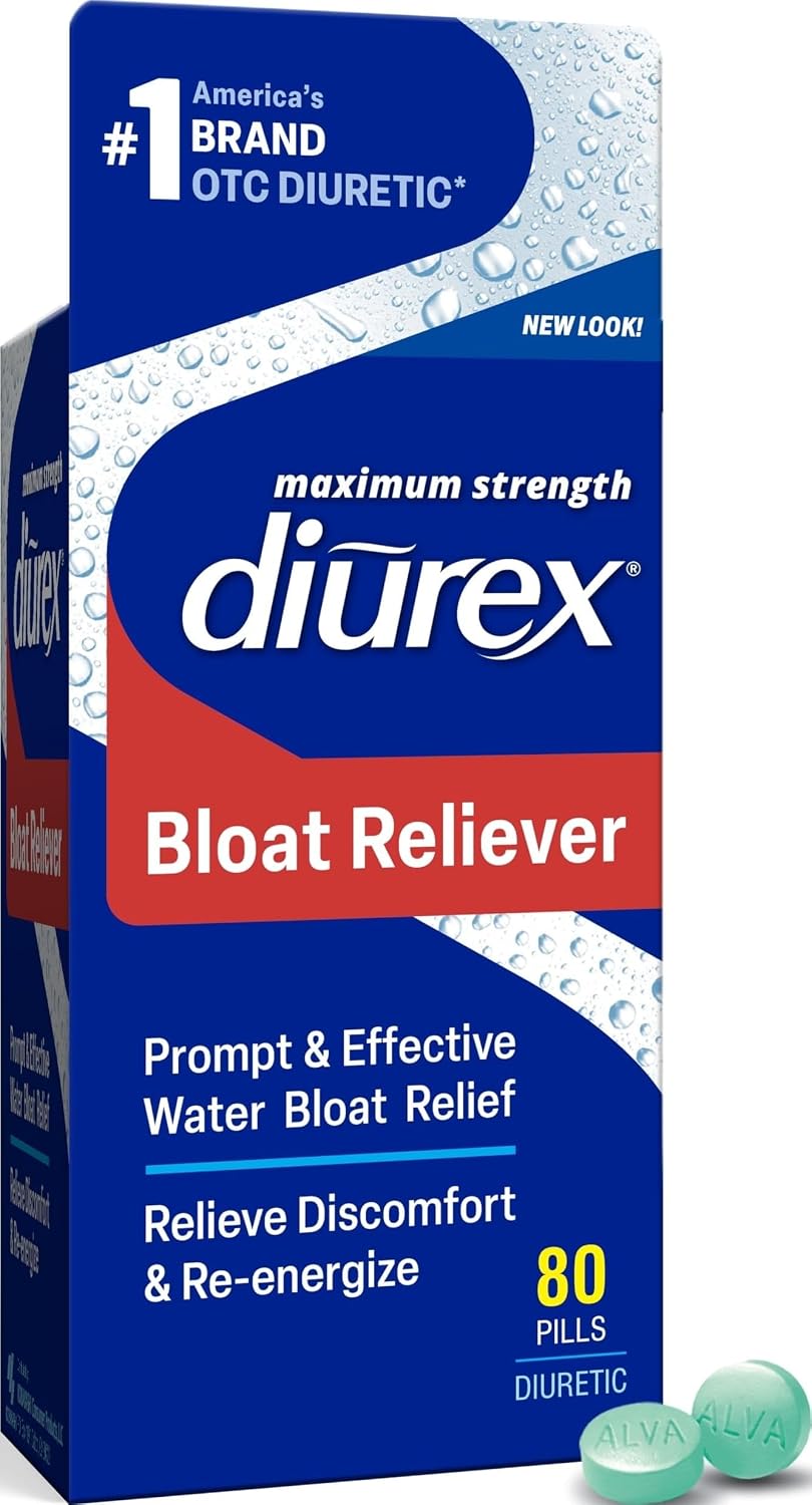 Diurex Ultra Re-Energizing Water Pills - Relieve Water Bloat - Feel Better & Less Heavy - 80 Count