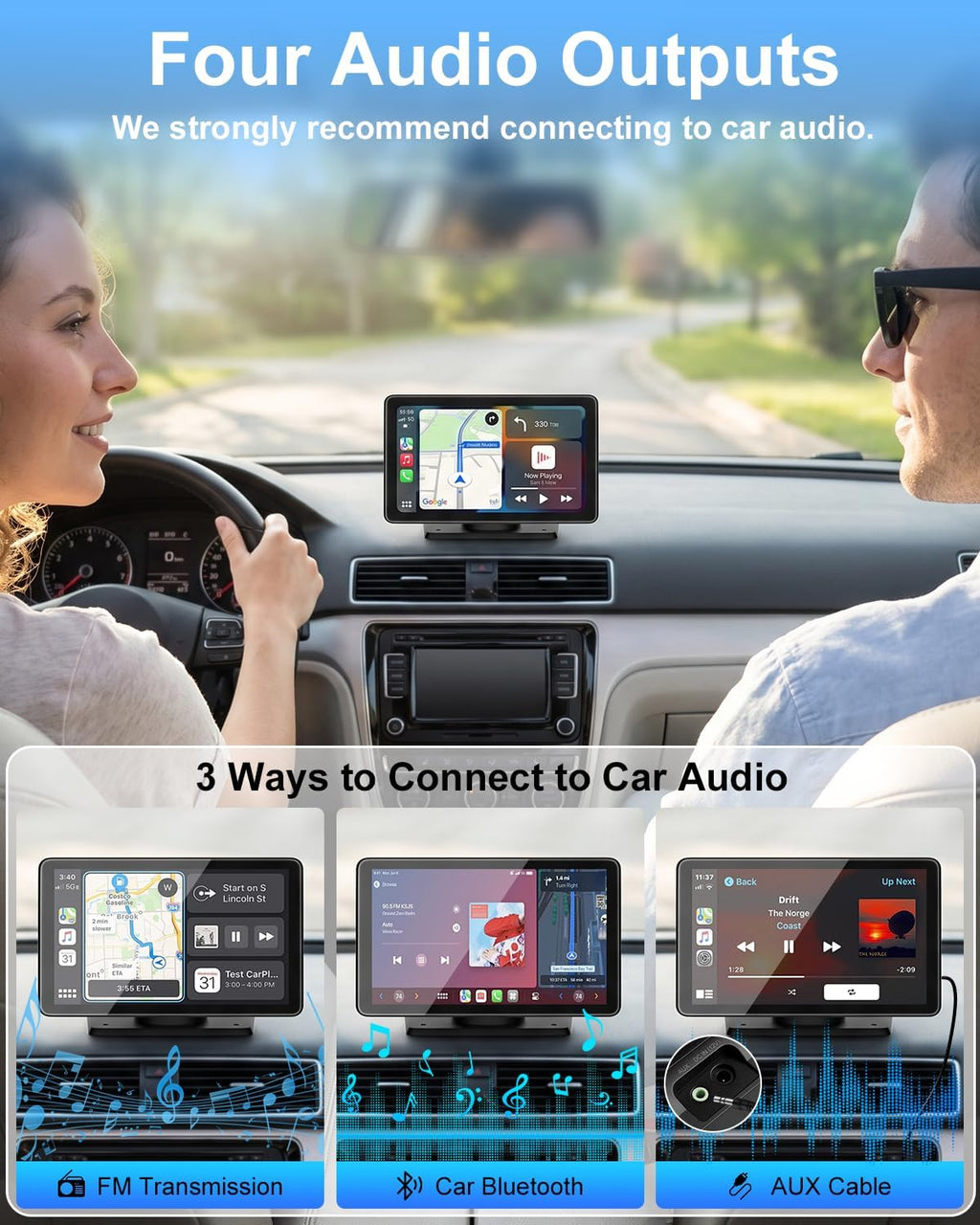 Carplay Screen for Car, 7" Wireless Apple Carplay & Android Auto