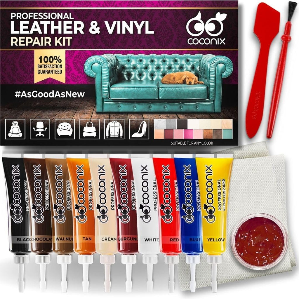 COCONIX Leather & Vinyl Repair Kit for Furniture, Car Seats, Sofas & Marine