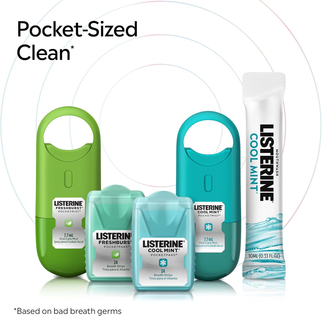 Listerine Alcohol Free Mouthwash Packets, Cool Mint, 0.33 fl. oz, 30 Pack