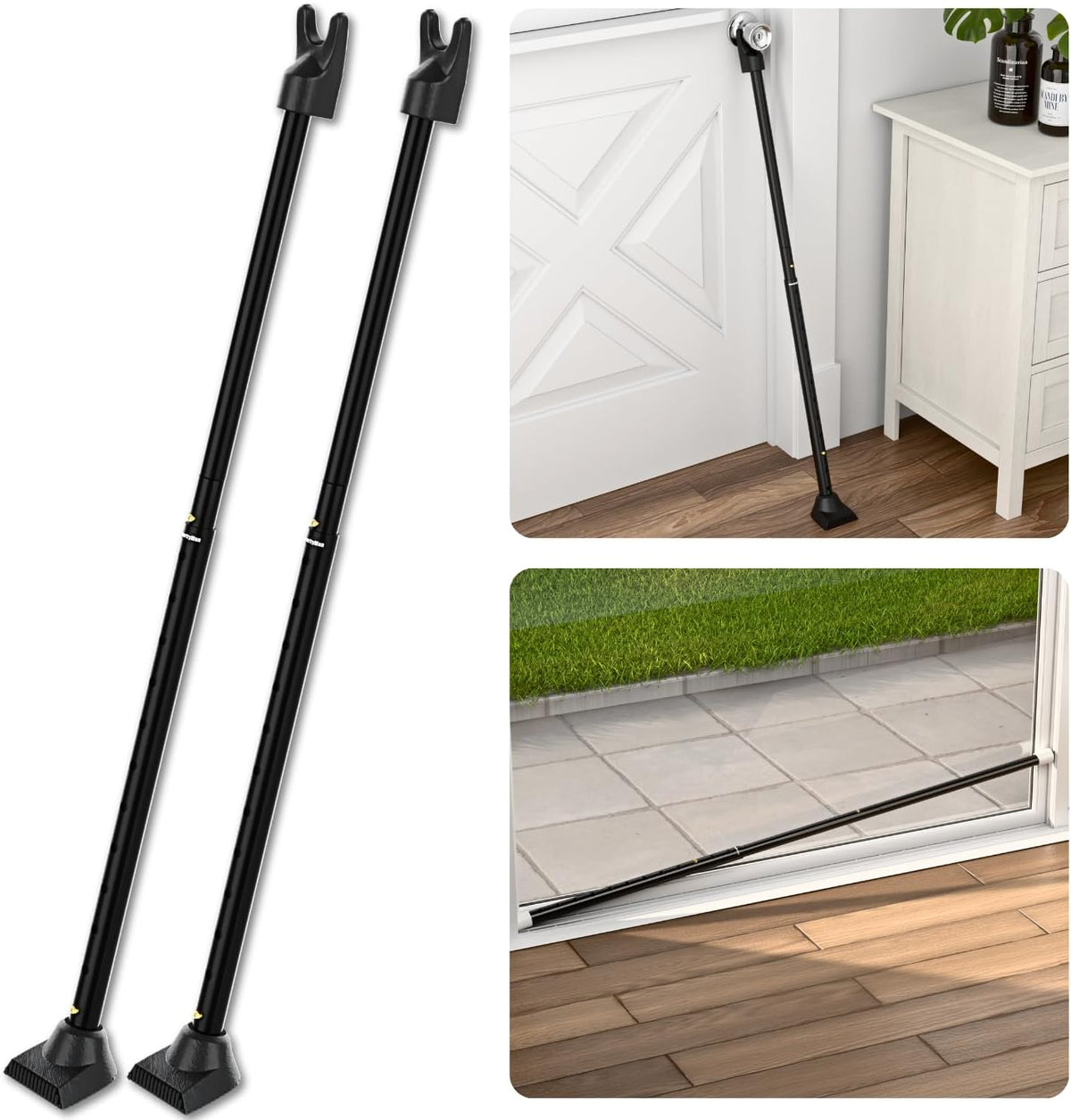 Securityman 2-in-1 Door Security Bar & Sliding Patio Door Security Bar - Constructed of High Grade Iron - Black